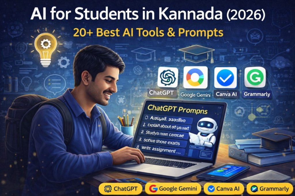 AI for Students in Kannada (2026) – ವಿದ್ಯಾರ್ಥಿಗಳಿಗೆ 20+ Best AI Tools & Prompts